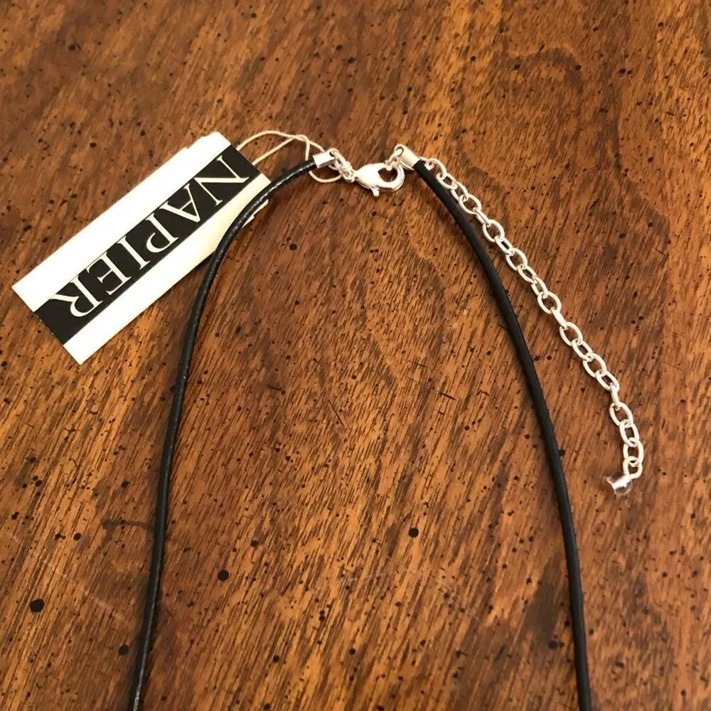 Napier | Leather Pendant Necklace | 16” Adjustable